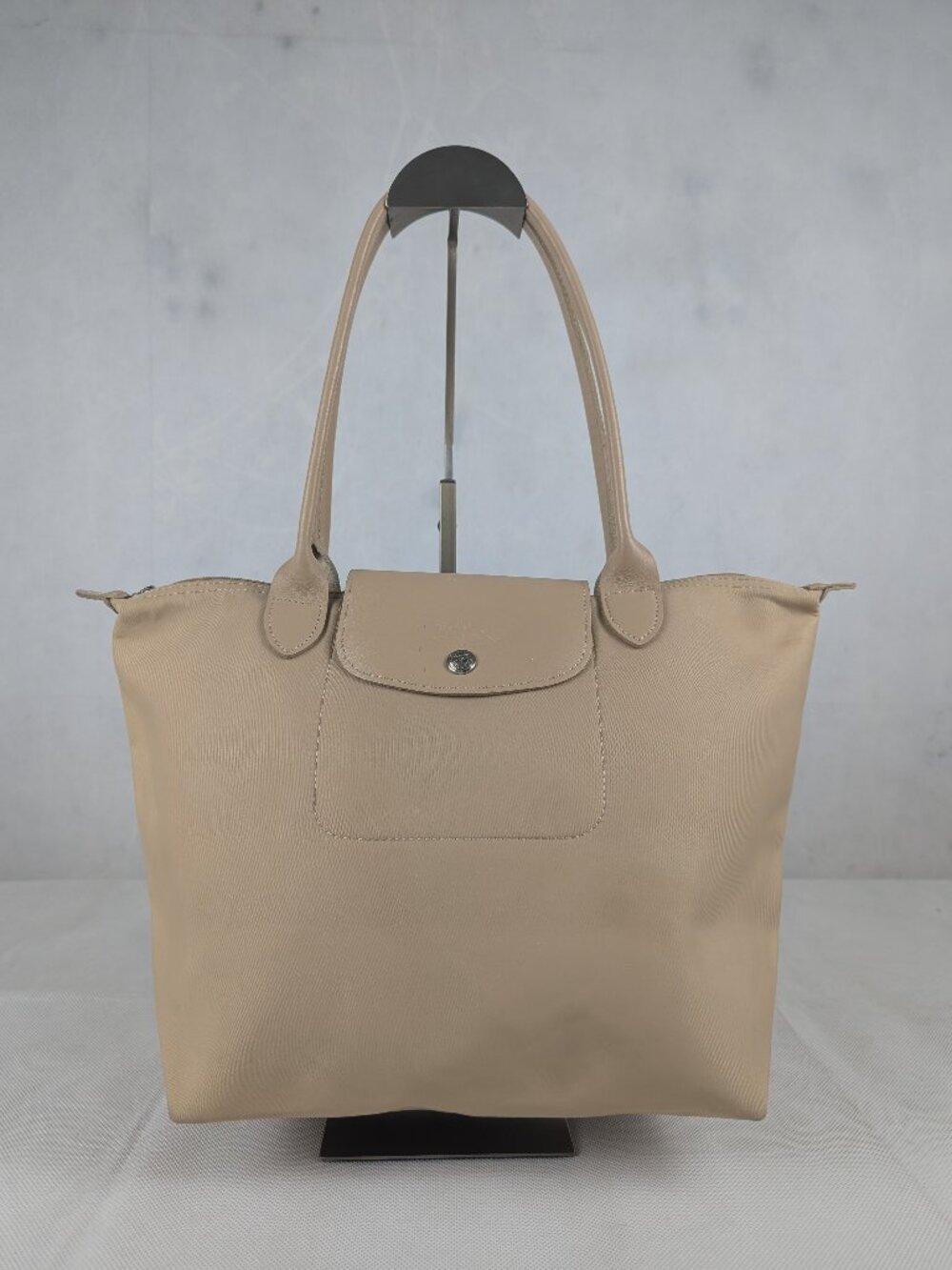Longchamp Le Pliage Tote Bag Beige Nylon Leather - Used - Classic Style
